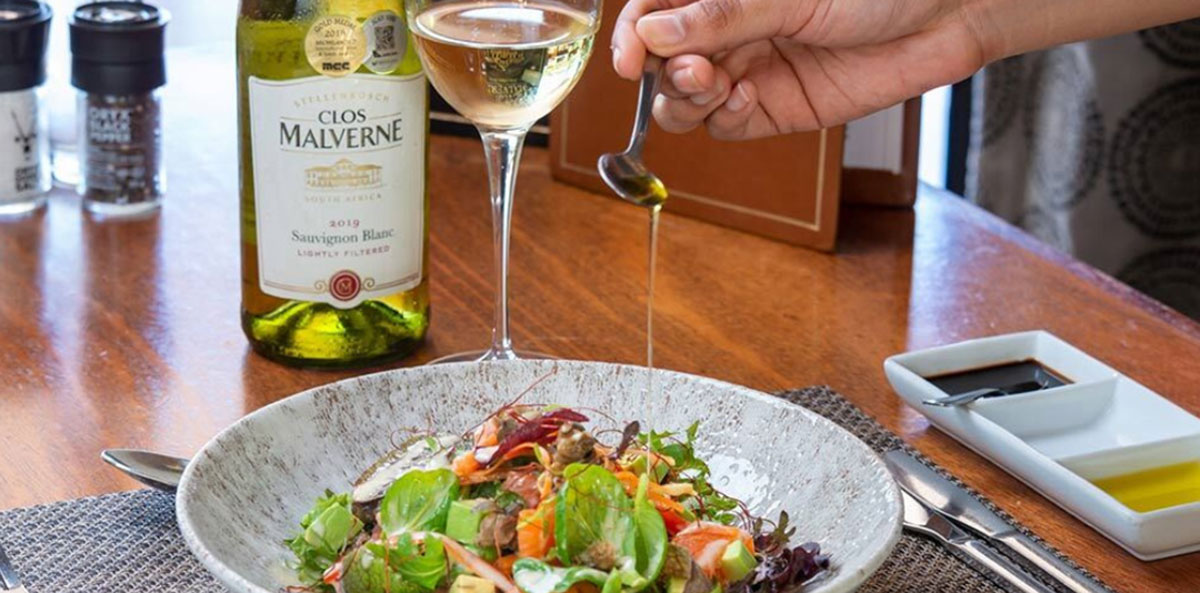 Image of a meal at wine farm Clos Malverne in Stellenbosch | The Salene | Boutique Hotel and Luxury Accommodation Stellenbosch