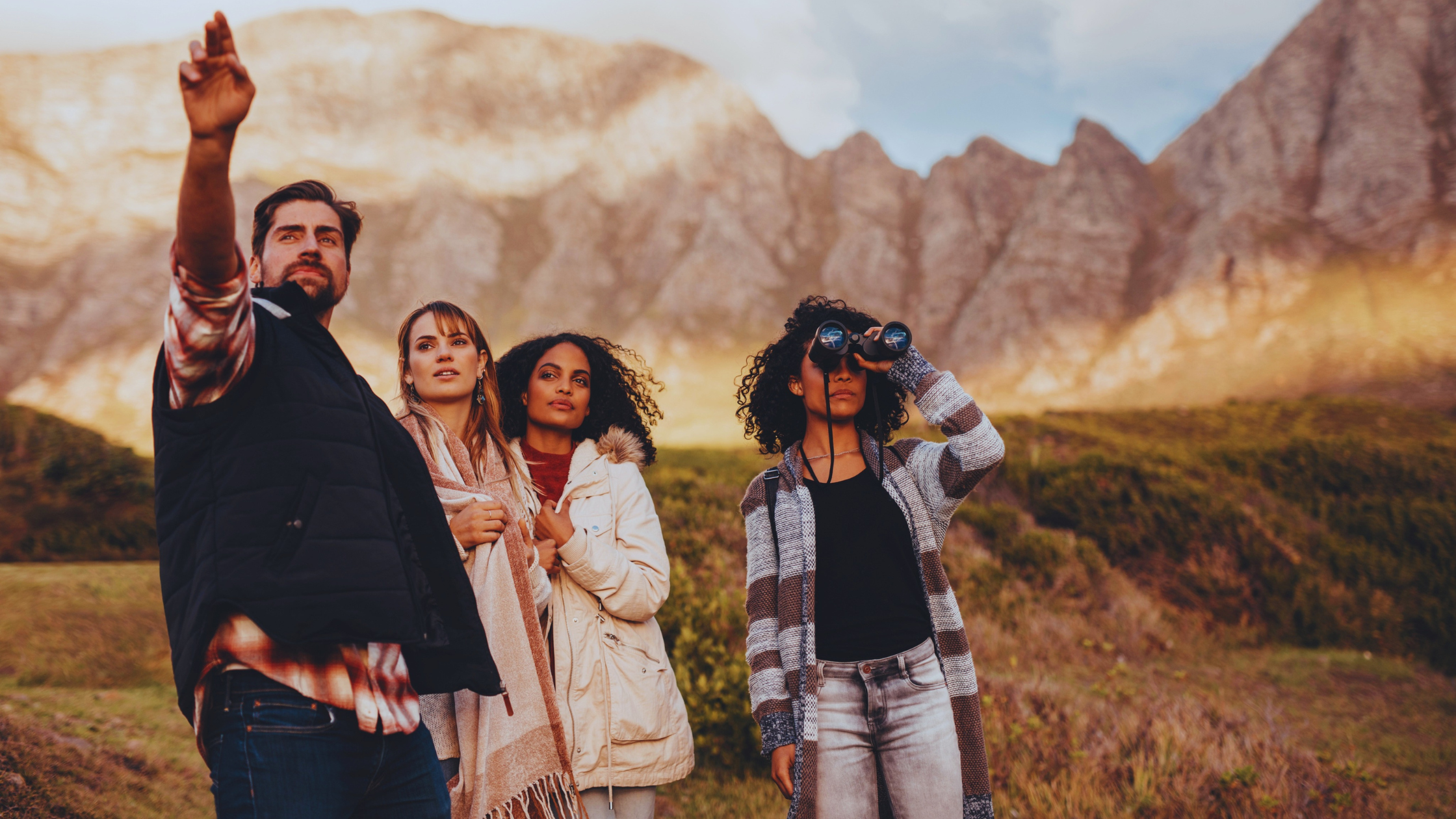 Image of a group of friends enjoying a scenic hike in Stellenbosch in winter | The Salene | Luxury boutique hotel & conference venue
